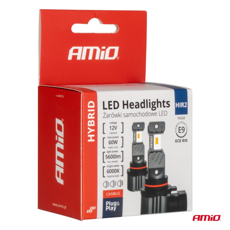 ΛΑΜΠΕΣ LED HIR2 12V 60W 6.000K 5.600lm +400% LED CAN-BUS HYBRID SERIES AMIO - 2 ΤΕΜ. - Amio - 04119/AM ΛΑΜΠΕΣ LED HIR2 12V 60W 6.000K 5.600lm +400% LED CAN-BUS HYBRID SERIES AMIO - 2 ΤΕΜ. - Amio - 04119/AM