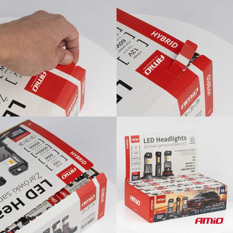 ΛΑΜΠΕΣ LED H1/H3/H4(x3)/H7(x9)/HB3/HB4 12V 60W 6.000K 5.600lm LED CAN-BUS HYBRID SERIES AMIO - ΣΕΤ 16 ΤΕΜ. - Amio - 04120/AM ΛΑΜΠΕΣ LED H1/H3/H4(x3)/H7(x9)/HB3/HB4 12V 60W 6.000K 5.600lm LED CAN-BUS HYBRID SERIES AMIO - ΣΕΤ 16 ΤΕΜ. - Amio - 04120/AM