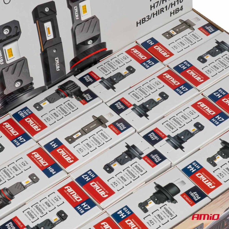 ΛΑΜΠΕΣ LED H1/H3/H4(x3)/H7(x9)/HB3/HB4 12V 60W 6.000K 5.600lm LED CAN-BUS HYBRID SERIES AMIO - ΣΕΤ 16 ΤΕΜ. - Amio - 04120/AM ΛΑΜΠΕΣ LED H1/H3/H4(x3)/H7(x9)/HB3/HB4 12V 60W 6.000K 5.600lm LED CAN-BUS HYBRID SERIES AMIO - ΣΕΤ 16 ΤΕΜ. - Amio - 04120/AM