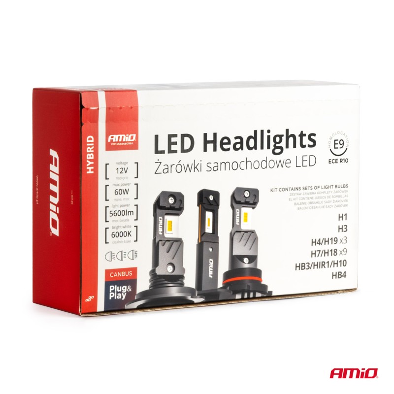 ΛΑΜΠΕΣ LED H1/H3/H4(x3)/H7(x9)/HB3/HB4 12V 60W 6.000K 5.600lm LED CAN-BUS HYBRID SERIES AMIO - ΣΕΤ 16 ΤΕΜ. - Amio - 04120/AM ΛΑΜΠΕΣ LED H1/H3/H4(x3)/H7(x9)/HB3/HB4 12V 60W 6.000K 5.600lm LED CAN-BUS HYBRID SERIES AMIO - ΣΕΤ 16 ΤΕΜ. - Amio - 04120/AM