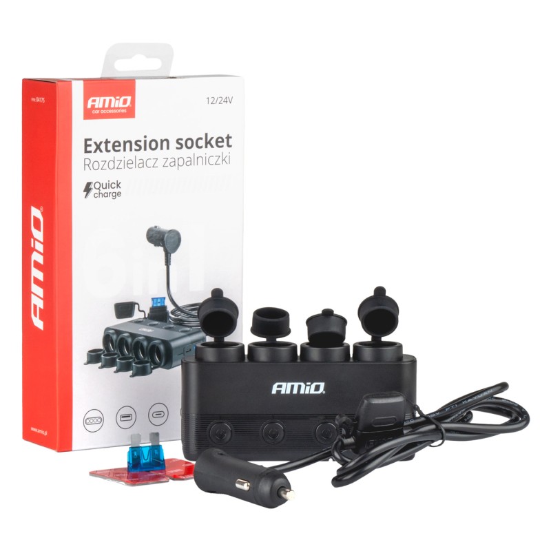 ΑΝΤΑΠΤΟΡΑΣ ΑΝΑΠΤΗΡΑ ΤΕΤΡΑΠΛΟΣ 12/24V 216W MAX ΜΕ 2 ΘΥΡΕΣ USB PD30W/QC3.0 AMIO - 1 Τεμ. - Amio - 04175/AM ΑΝΤΑΠΤΟΡΑΣ ΑΝΑΠΤΗΡΑ ΤΕΤΡΑΠΛΟΣ 12/24V 216W MAX ΜΕ 2 ΘΥΡΕΣ USB PD30W/QC3.0 AMIO - 1 Τεμ. - Amio - 04175/AM
