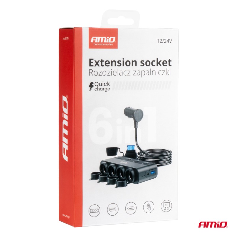 ΑΝΤΑΠΤΟΡΑΣ ΑΝΑΠΤΗΡΑ ΤΕΤΡΑΠΛΟΣ 12/24V 216W MAX ΜΕ 2 ΘΥΡΕΣ USB PD30W/QC3.0 AMIO - 1 Τεμ. - Amio - 04175/AM ΑΝΤΑΠΤΟΡΑΣ ΑΝΑΠΤΗΡΑ ΤΕΤΡΑΠΛΟΣ 12/24V 216W MAX ΜΕ 2 ΘΥΡΕΣ USB PD30W/QC3.0 AMIO - 1 Τεμ. - Amio - 04175/AM