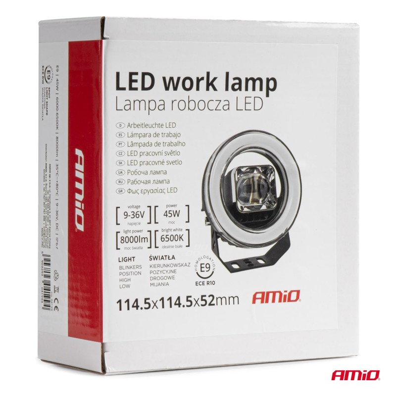 ΠΡΟΒΟΛΕΑΣ ΕΡΓΑΣΙΑΣ ΣΤΡΟΓΓΥΛΟΣ LED 45W 9-36V 8.000lm 6.500K AWL58 AMIO - 1 ΤΕΜ. - Amio - 04199/AM