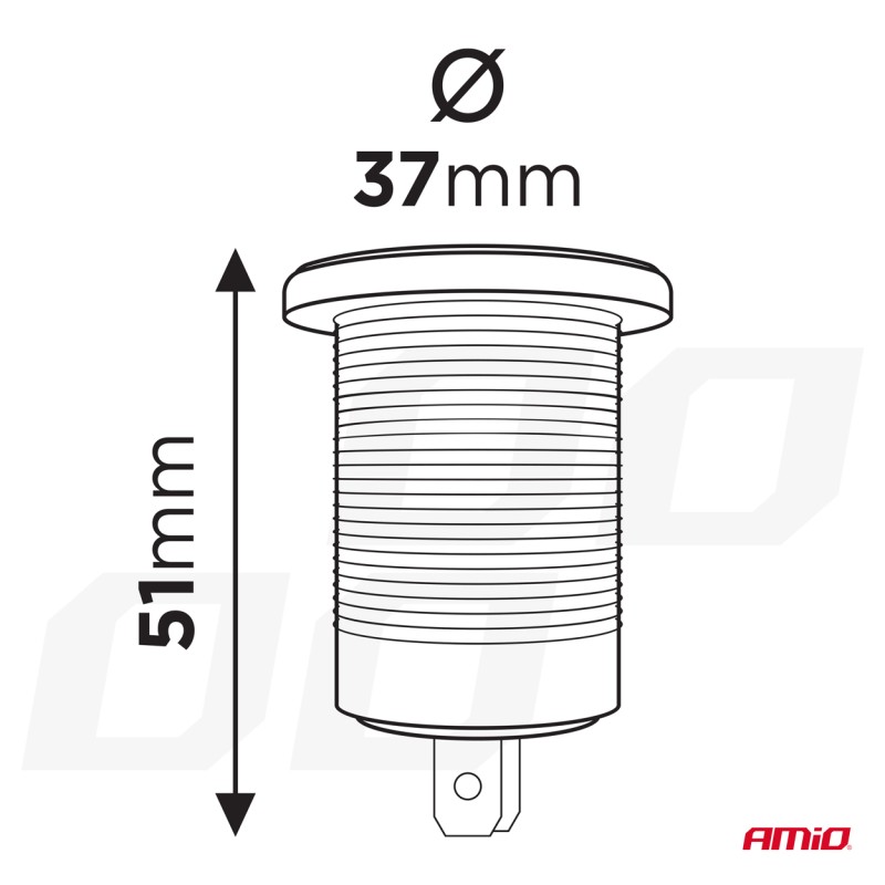 ΠΡΙΖΑ ΜΕ 2 ΘΥΡΕΣ USB ΚΑΙ ΚΑΠΑΚΙ ΜΑΥΡΗ 12/24V 4.2A ΑΔΙΑΒΡΟΧΗ ΜΕ ΜΠΛΕ LED ΦΩΣ ΕΝΔΕΙΞΗΣ  AMIO - 1 ΤΕΜ. - Amio - 04217/AM