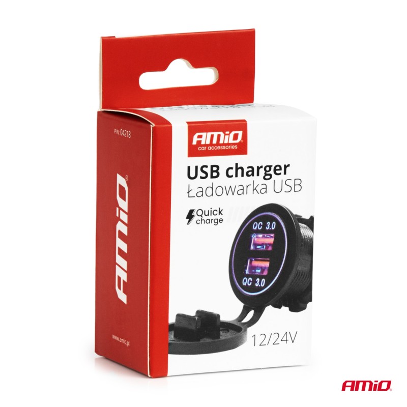 ΠΡΙΖΑ ΜΕ 2 ΘΥΡΕΣ USB ΚΑΙ ΚΑΠΑΚΙ 12/24V QUICK CHARGE 3.0 ΑΔΙΑΒΡΟΧΗ ΜΕ ΜΠΛΕ LED ΦΩΣ ΜΑΥΡΗ AMIO - 1 ΤΕΜ. - Amio - 04218/AM ΠΡΙΖΑ ΜΕ 2 ΘΥΡΕΣ USB ΚΑΙ ΚΑΠΑΚΙ 12/24V QUICK CHARGE 3.0 ΑΔΙΑΒΡΟΧΗ ΜΕ ΜΠΛΕ LED ΦΩΣ ΜΑΥΡΗ AMIO - 1 ΤΕΜ. - Amio - 04218/AM