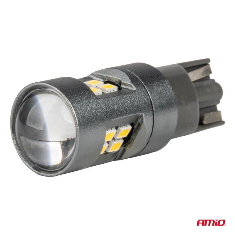 ΛΑΜΠΑΚΙΑ T10 W5W 12V/24V LED CAN-BUS 16xSMD 2016 ΛΕΥΚΟ ΦΩΣ 5.500K (ΣΕ ΧΡΩΜΑ ΧΡΩΜΙΟΥ) AMIO -  2 ΤΕΜ. - Amio - 04234/AM