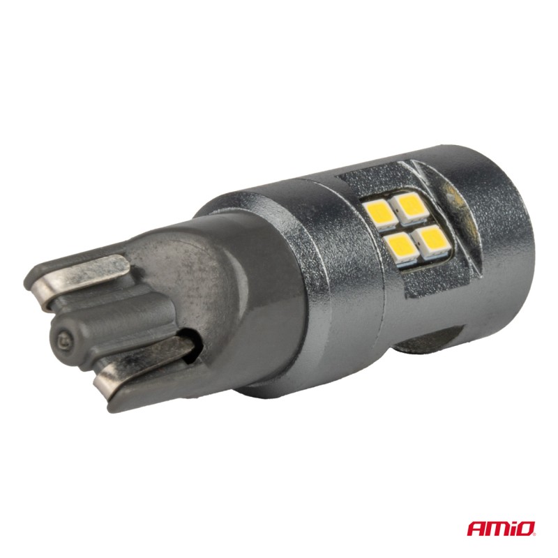 ΛΑΜΠΑΚΙΑ T10 W5W 12V/24V LED CAN-BUS 16xSMD 2016 ΛΕΥΚΟ ΦΩΣ 5.500K (ΣΕ ΧΡΩΜΑ ΧΡΩΜΙΟΥ) AMIO -  2 ΤΕΜ. - Amio - 04234/AM