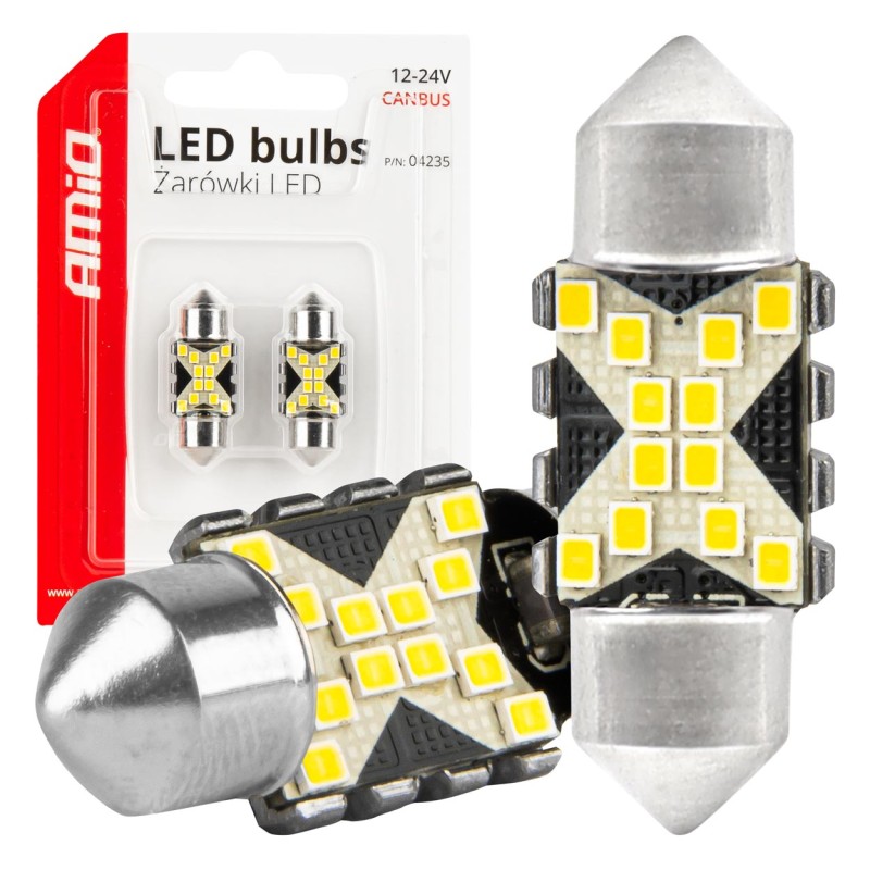 ΛΑΜΠΑΚΙΑ ΠΛΑΦΟΝΙΕΡΑΣ 31mm 12/24V C5W 5500K 12xSMD 2016 CAN-BUS FESTOON (ΛΕΥΚΟ) ΑΜΙΟ - 2 ΤΕΜ. - Amio - 04235/AM ΛΑΜΠΑΚΙΑ ΠΛΑΦΟΝΙΕΡΑΣ 31mm 12/24V C5W 5500K 12xSMD 2016 CAN-BUS FESTOON (ΛΕΥΚΟ) ΑΜΙΟ - 2 ΤΕΜ. - Amio - 04235/AM