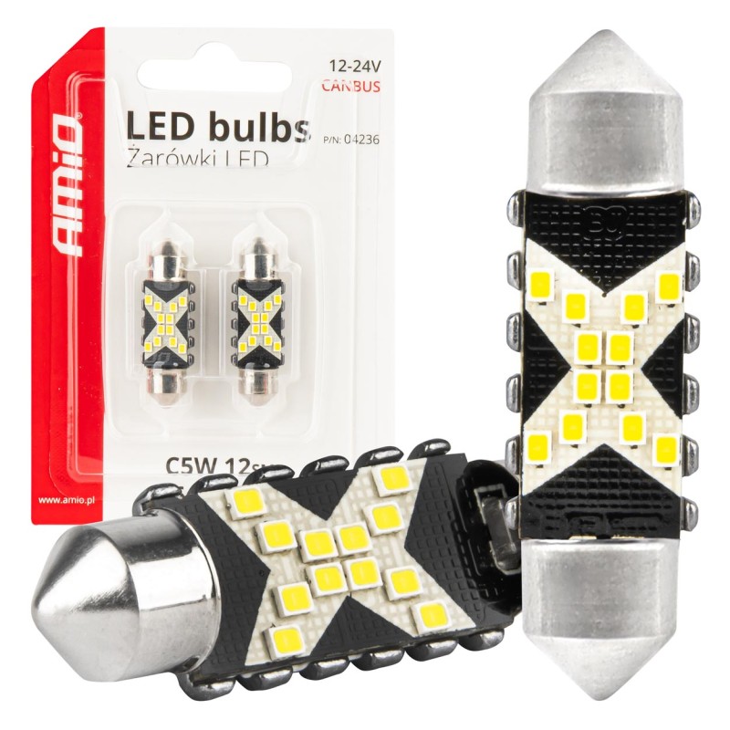 ΛΑΜΠΑΚΙΑ ΠΛΑΦΟΝΙΕΡΑΣ 36mm 12/24V C5W 5500K 12xSMD 2016 CAN-BUS FESTOON (ΛΕΥΚΟ) ΑΜΙΟ - 2 ΤΕΜ. - Amio - 04236/AM ΛΑΜΠΑΚΙΑ ΠΛΑΦΟΝΙΕΡΑΣ 36mm 12/24V C5W 5500K 12xSMD 2016 CAN-BUS FESTOON (ΛΕΥΚΟ) ΑΜΙΟ - 2 ΤΕΜ. - Amio - 04236/AM
