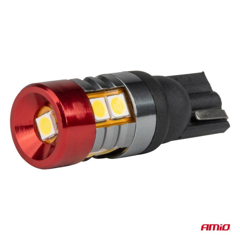 ΛΑΜΠΑΚΙΑ LED T10 W5W 12V/24V LED CAN-BUS 9xSMD 3030 ΛΕΥΚΟ ΦΩΣ 5.500K (ΣΕ ΧΡΩΜΑ ΚΟΚΚΙΝΟ-ΜΑΥΡΟ) AMIO - 2 ΤΕΜ. - Amio - 04242/AM