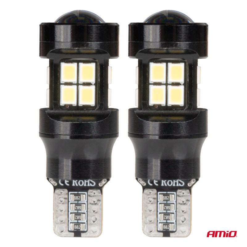 ΛΑΜΠΑΚΙΑ LED T15 W16W 12V/24V LED CAN-BUS 15xSMD 2835 ΛΕΥΚΟ ΦΩΣ 5.500K (ΣΕ ΧΡΩΜΑ ΜΑΥΡΟ) AMIO - 2 ΤΕΜ. - Amio - 04245/AM