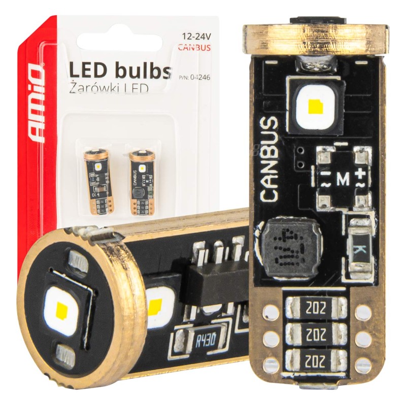 ΛΑΜΠΑΚΙΑ T10 W5W 12V/24V LED CAN-BUS 3xSMD 3838 ΛΕΥΚΟ 5500K ΑΜΙΟ - 2 ΤΕΜ. - Amio - 04246/AM ΛΑΜΠΑΚΙΑ T10 W5W 12V/24V LED CAN-BUS 3xSMD 3838 ΛΕΥΚΟ 5500K ΑΜΙΟ - 2 ΤΕΜ. - Amio - 04246/AM