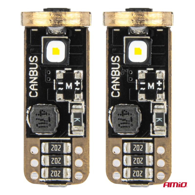 ΛΑΜΠΑΚΙΑ T10 W5W 12V/24V LED CAN-BUS 3xSMD 3838 ΛΕΥΚΟ 5500K ΑΜΙΟ - 2 ΤΕΜ. - Amio - 04246/AM ΛΑΜΠΑΚΙΑ T10 W5W 12V/24V LED CAN-BUS 3xSMD 3838 ΛΕΥΚΟ 5500K ΑΜΙΟ - 2 ΤΕΜ. - Amio - 04246/AM