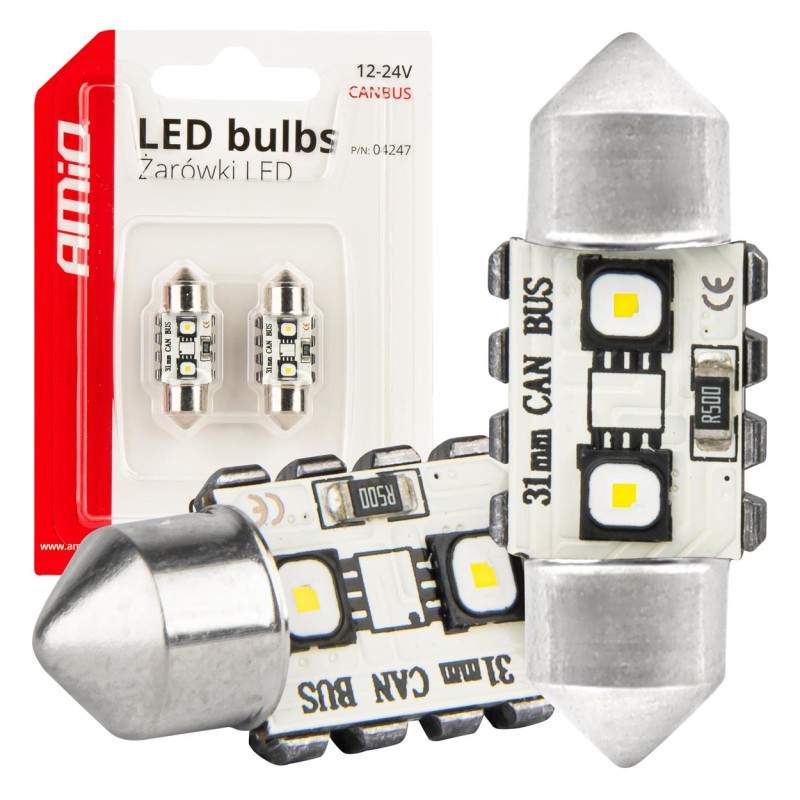 ΛΑΜΠΑΚΙΑ ΠΛΑΦΟΝΙΕΡΑΣ 31mm 12/24V C5W 5500K 12xSMD 3838 CAN-BUS FESTOON (ΛΕΥΚΟ) ΑΜΙΟ - 2 ΤΕΜ. - Amio - 04247/AM ΛΑΜΠΑΚΙΑ ΠΛΑΦΟΝΙΕΡΑΣ 31mm 12/24V C5W 5500K 12xSMD 3838 CAN-BUS FESTOON (ΛΕΥΚΟ) ΑΜΙΟ - 2 ΤΕΜ. - Amio - 04247/AM
