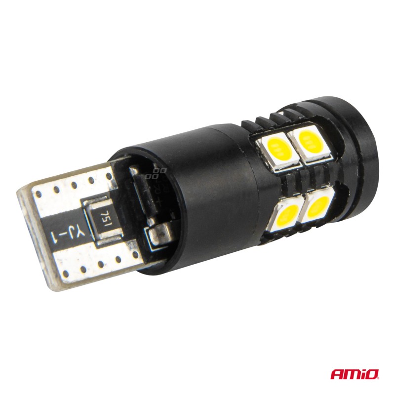 ΛΑΜΠΑΚΙΑ T10 W5W 12V/24V LED CAN-BUS 13xSMD 3030 ΛΕΥΚΟ 5500K ΑΜΙΟ - 2 ΤΕΜ. - Amio - 04259/AM