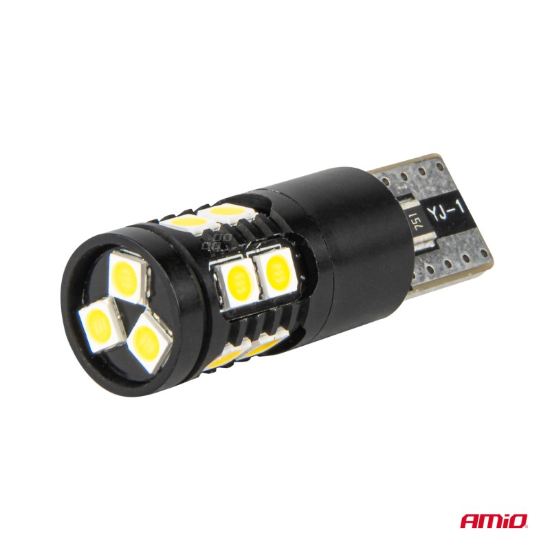 ΛΑΜΠΑΚΙΑ T10 W5W 12V/24V LED CAN-BUS 13xSMD 3030 ΛΕΥΚΟ 5500K ΑΜΙΟ - 2 ΤΕΜ. - Amio - 04259/AM