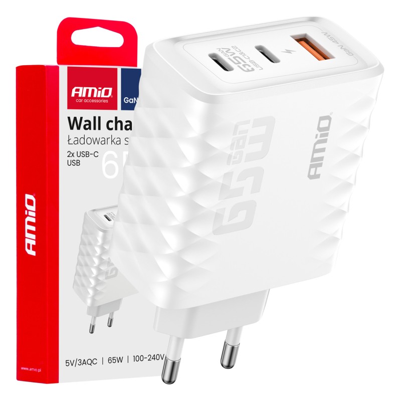 ΦΟΡΤΙΣΤΗΣ ΜΕ ΟΙΚΙΑΚΗ ΠΡΙΖΑ ΜΕ 3 ΘΥΡΕΣ 2xUSB-C+USB-A 65W 100-240V ΛΕΥΚΟ AMIO - 1 Τεμ. - Amio - 04289/AM ΦΟΡΤΙΣΤΗΣ ΜΕ ΟΙΚΙΑΚΗ ΠΡΙΖΑ ΜΕ 3 ΘΥΡΕΣ 2xUSB-C+USB-A 65W 100-240V ΛΕΥΚΟ AMIO - 1 Τεμ. - Amio - 04289/AM