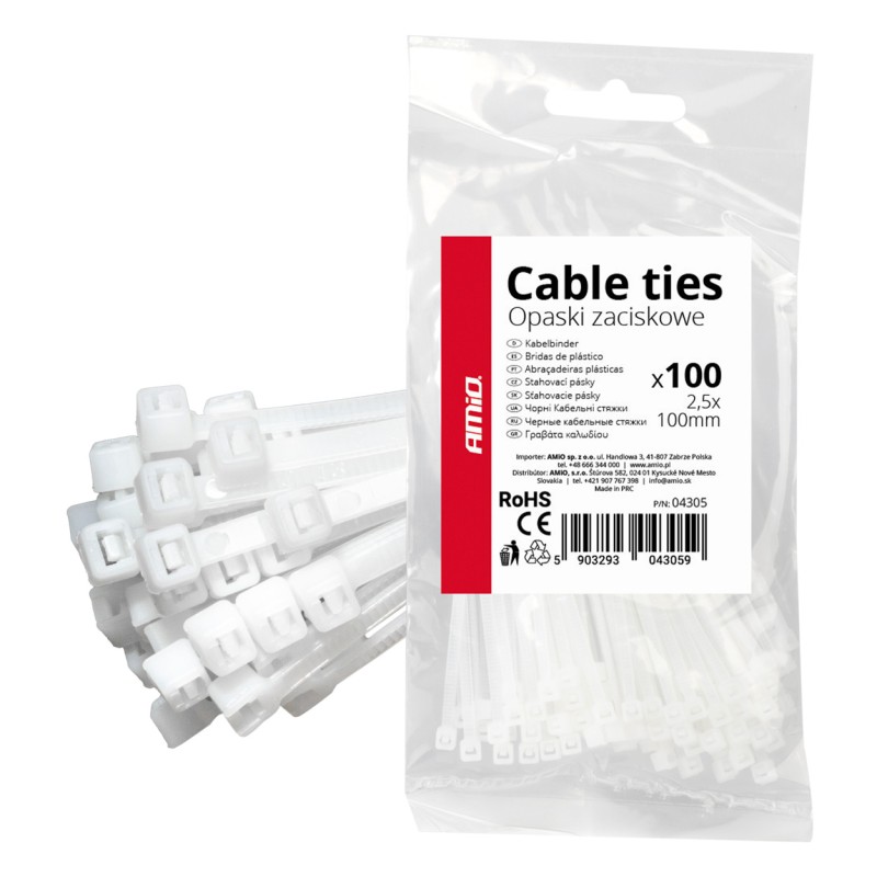 ΔΕΜΑΤΙΚΑ/ΔΕΤΙΚΑ ΚΑΛΩΔΙΩΝ TIE WRAP (ΤΑΙΡΑΠ) 2.5 x 100mm (ΛΕΥΚΟ) ΑΜΙΟ - 100 ΤΕΜ. - Amio - 04305/AM ΔΕΜΑΤΙΚΑ/ΔΕΤΙΚΑ ΚΑΛΩΔΙΩΝ TIE WRAP (ΤΑΙΡΑΠ) 2.5 x 100mm (ΛΕΥΚΟ) ΑΜΙΟ - 100 ΤΕΜ. - Amio - 04305/AM
