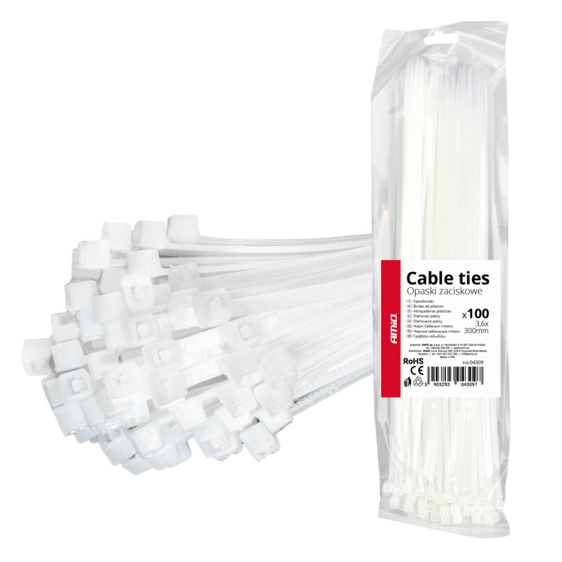 ΔΕΜΑΤΙΚΑ/ΔΕΤΙΚΑ ΚΑΛΩΔΙΩΝ TIE WRAP (ΤΑΙΡΑΠ) 3.6 x 300mm (ΛΕΥΚΟ) ΑΜΙΟ - 100 ΤΕΜ. - Amio - 04309/AM ΔΕΜΑΤΙΚΑ/ΔΕΤΙΚΑ ΚΑΛΩΔΙΩΝ TIE WRAP (ΤΑΙΡΑΠ) 3.6 x 300mm (ΛΕΥΚΟ) ΑΜΙΟ - 100 ΤΕΜ. - Amio - 04309/AM