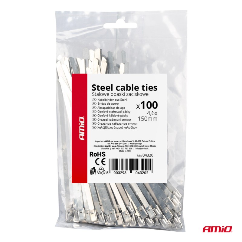 ΔΕΜΑΤΙΚΑ/ΔΕΤΙΚΑ ΚΑΛΩΔΙΩΝ TIE WRAP (ΤΑΙΡΑΠ) ΜΕΤΑΛΛΙΚΑ 4,6 x 150mm ΑΜΙΟ - 100 ΤΕΜ. - Amio - 04320/AM ΔΕΜΑΤΙΚΑ/ΔΕΤΙΚΑ ΚΑΛΩΔΙΩΝ TIE WRAP (ΤΑΙΡΑΠ) ΜΕΤΑΛΛΙΚΑ 4,6 x 150mm ΑΜΙΟ - 100 ΤΕΜ. - Amio - 04320/AM