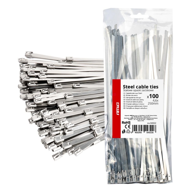 ΔΕΜΑΤΙΚΑ/ΔΕΤΙΚΑ ΚΑΛΩΔΙΩΝ TIE WRAP (ΤΑΙΡΑΠ) ΜΕΤΑΛΛΙΚΑ 4,6 x 250mm ΑΜΙΟ - 100 ΤΕΜ. - Amio - 04322/AM ΔΕΜΑΤΙΚΑ/ΔΕΤΙΚΑ ΚΑΛΩΔΙΩΝ TIE WRAP (ΤΑΙΡΑΠ) ΜΕΤΑΛΛΙΚΑ 4,6 x 250mm ΑΜΙΟ - 100 ΤΕΜ. - Amio - 04322/AM