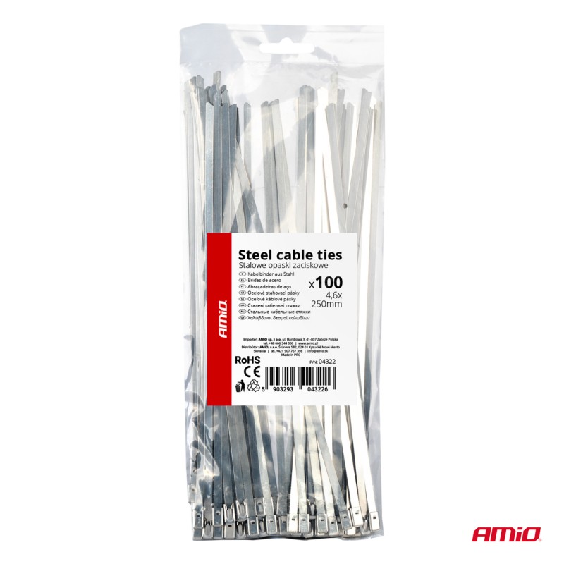 ΔΕΜΑΤΙΚΑ/ΔΕΤΙΚΑ ΚΑΛΩΔΙΩΝ TIE WRAP (ΤΑΙΡΑΠ) ΜΕΤΑΛΛΙΚΑ 4,6 x 250mm ΑΜΙΟ - 100 ΤΕΜ. - Amio - 04322/AM ΔΕΜΑΤΙΚΑ/ΔΕΤΙΚΑ ΚΑΛΩΔΙΩΝ TIE WRAP (ΤΑΙΡΑΠ) ΜΕΤΑΛΛΙΚΑ 4,6 x 250mm ΑΜΙΟ - 100 ΤΕΜ. - Amio - 04322/AM