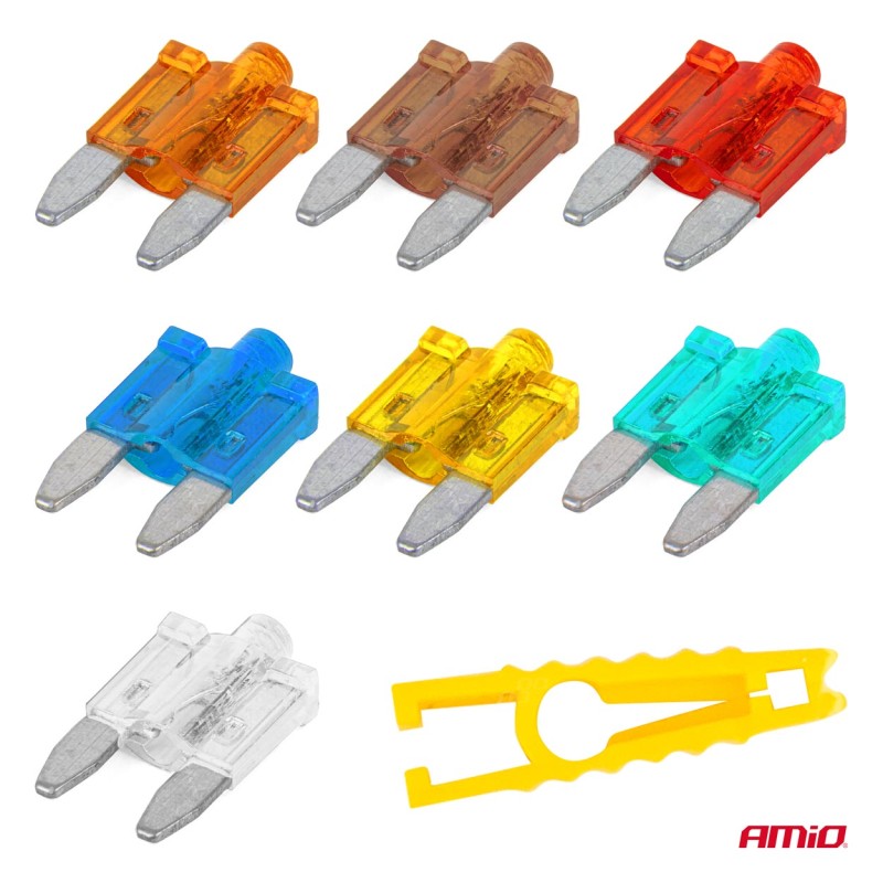 ΑΣΦΑΛΕΙΕΣ MINI BLADE (ΜΑΧΑΙΡΩΤΕΣ) & ΕΡΓΑΛΕΙΟ ΑΦΑΙΡΕΣΗΣ ΚΑΡΤΕΛΑ (5A/10A/15A/ 20A/25A)  -10 ΤΕΜ. - Amio - 04340/AM