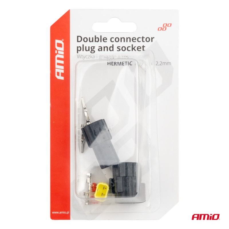 ΦΙΣΑ ΣΥΝΔΕΣΗΣ ΜΕ ΥΠΟΔΟΧΗ 2 PIN Φ2,2mm ΑΔΙΑΒΡΟΧΗ AMIO - 1 τεμ. - Amio - 04346/AM