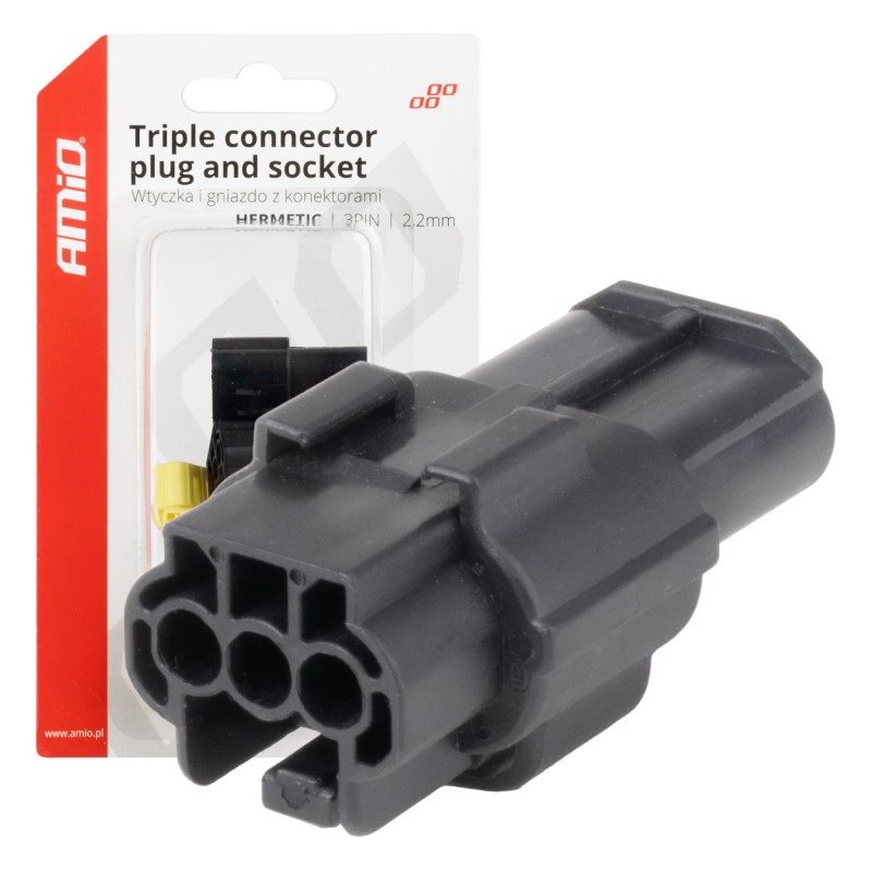 ΦΙΣΑ ΣΥΝΔΕΣΗΣ ΜΕ ΥΠΟΔΟΧΗ 3 PIN Φ2,2mm ΑΔΙΑΒΡΟΧΗ AMIO - 1 τεμ. - Amio - 04347/AM