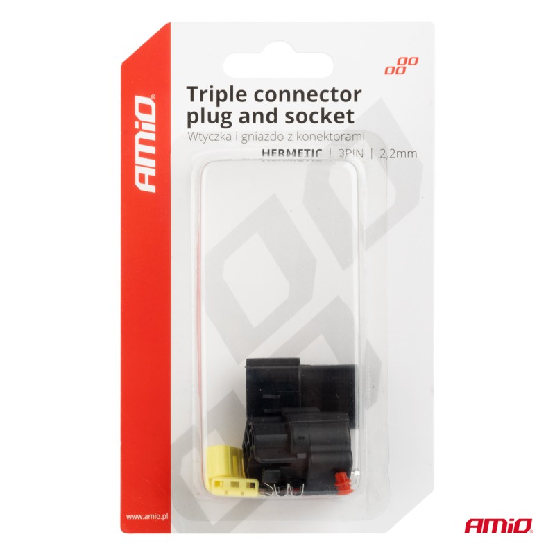 ΦΙΣΑ ΣΥΝΔΕΣΗΣ ΜΕ ΥΠΟΔΟΧΗ 3 PIN Φ2,2mm ΑΔΙΑΒΡΟΧΗ AMIO - 1 τεμ. - Amio - 04347/AM