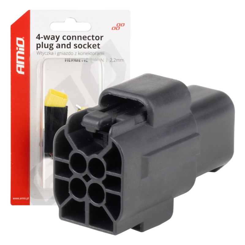 ΦΙΣΑ ΣΥΝΔΕΣΗΣ ΜΕ ΥΠΟΔΟΧΗ 4 PIN Φ2,2mm ΑΔΙΑΒΡΟΧΗ AMIO - 1 τεμ. - Amio - 04348/AM