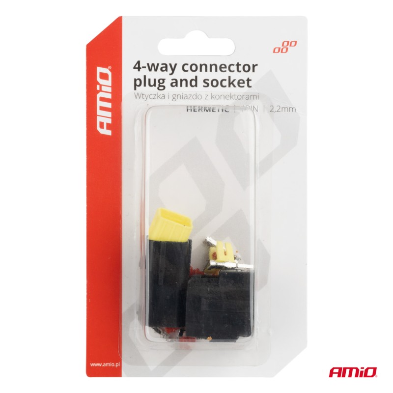 ΦΙΣΑ ΣΥΝΔΕΣΗΣ ΜΕ ΥΠΟΔΟΧΗ 4 PIN Φ2,2mm ΑΔΙΑΒΡΟΧΗ AMIO - 1 τεμ. - Amio - 04348/AM