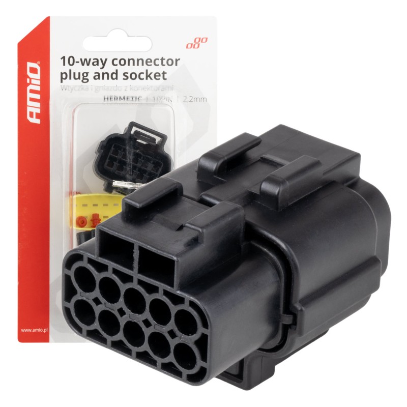 ΦΙΣΑ ΣΥΝΔΕΣΗΣ ΜΕ ΥΠΟΔΟΧΗ 10 PIN Φ2,2mm ΑΔΙΑΒΡΟΧΗ AMIO - 1 τεμ. - Amio - 04351/AM