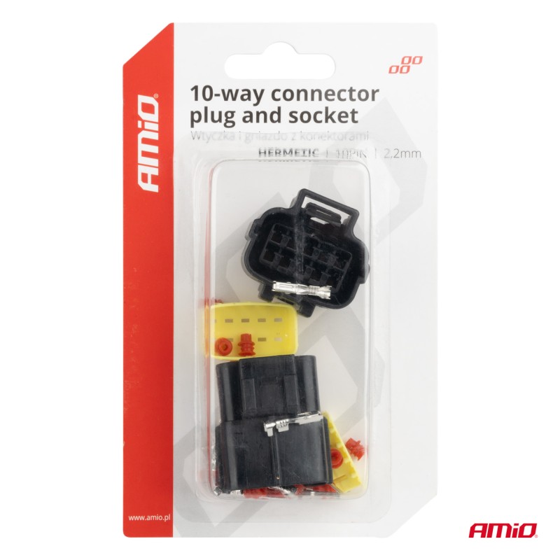 ΦΙΣΑ ΣΥΝΔΕΣΗΣ ΜΕ ΥΠΟΔΟΧΗ 10 PIN Φ2,2mm ΑΔΙΑΒΡΟΧΗ AMIO - 1 τεμ. - Amio - 04351/AM
