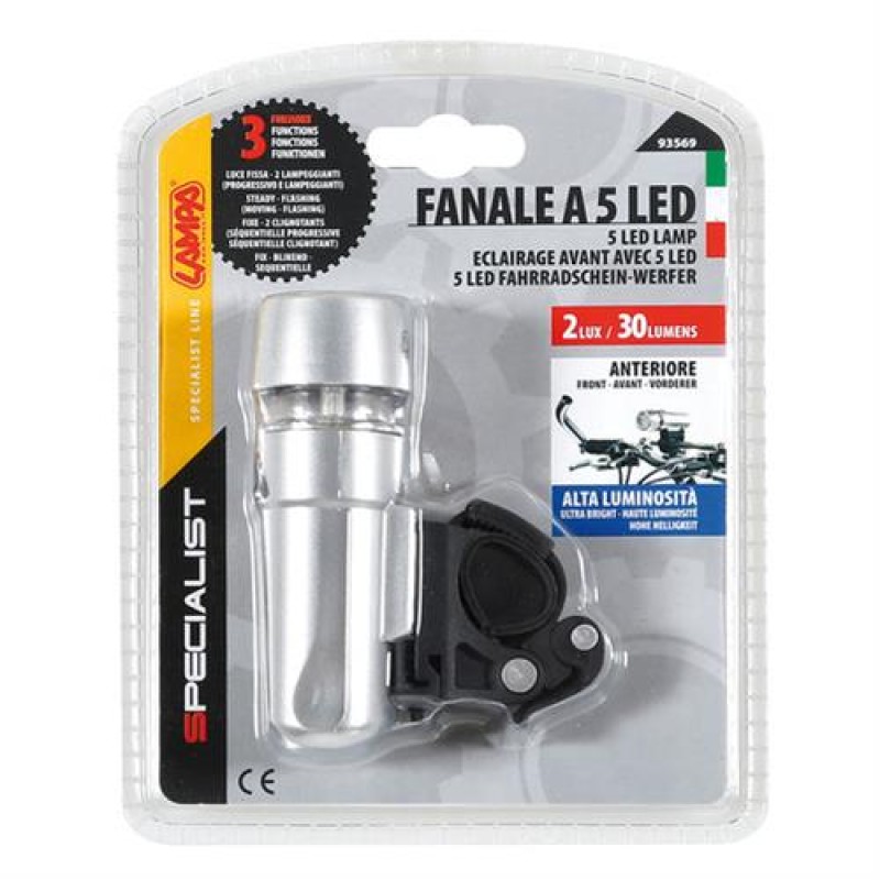 Φως εμπρός ποδηλάτου SPECIALIST ασημί 5led 3 χρήσεων - Lampa - 9356.9-LB Φως εμπρός ποδηλάτου SPECIALIST ασημί 5led 3 χρήσεων - Lampa - 9356.9-LB