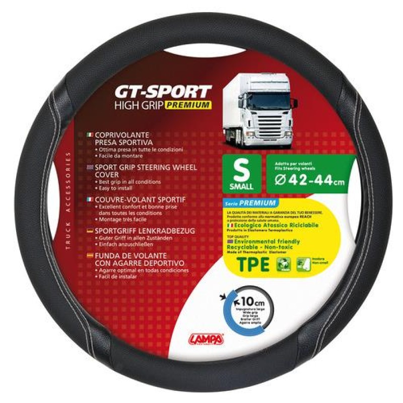 Κάλυμμα Τιμονιού Φορτηγού GT-SPORT Μαύρο με Ασημί Ραφή - 42/44 cm small - Lampa - L9800.7 Κάλυμμα Τιμονιού Φορτηγού GT-SPORT Μαύρο με Ασημί Ραφή - 42/44 cm small - Lampa - L9800.7