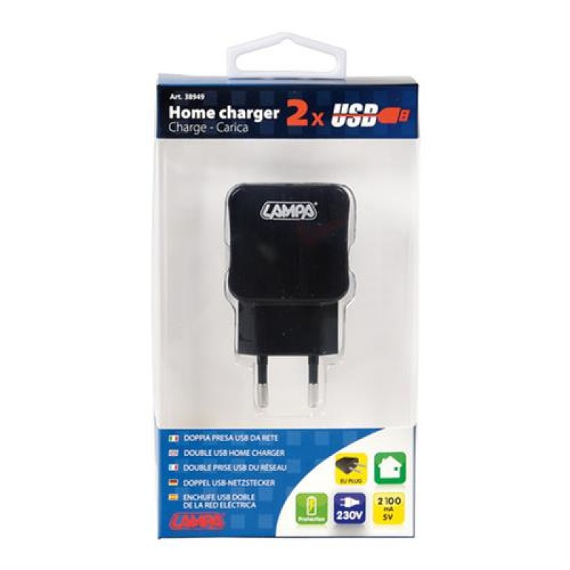 Φορτιστής Πρίζας 220V σε 2 USB 5V/1A - Lampa - L3894.9/T Φορτιστής Πρίζας 220V σε 2 USB 5V/1A - Lampa - L3894.9/T