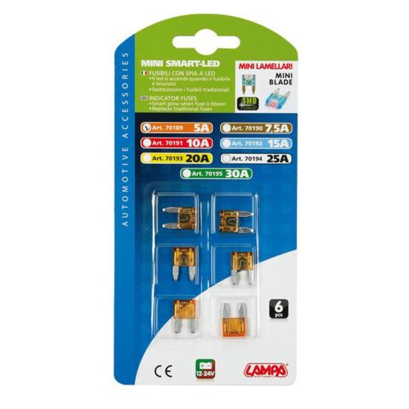 Ασφάλειες Mίνι 20A 12/24V SMART-LED 6τεμ. - Lampa - 7019.3-LM Ασφάλειες Mίνι 20A 12/24V SMART-LED 6τεμ. - Lampa - 7019.3-LM