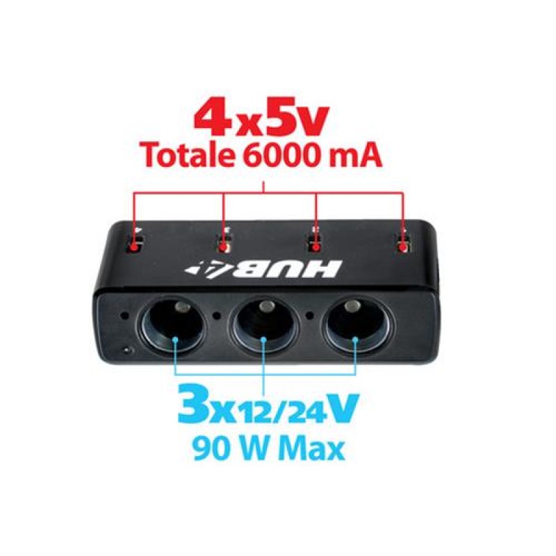 Αντάπτορας Αναπτήρα Τριπλός με 4 USB 12/24V με καλώδιο 85cm - Lampa - L3895.3 Αντάπτορας Αναπτήρα Τριπλός με 4 USB 12/24V με καλώδιο 85cm - Lampa - L3895.3