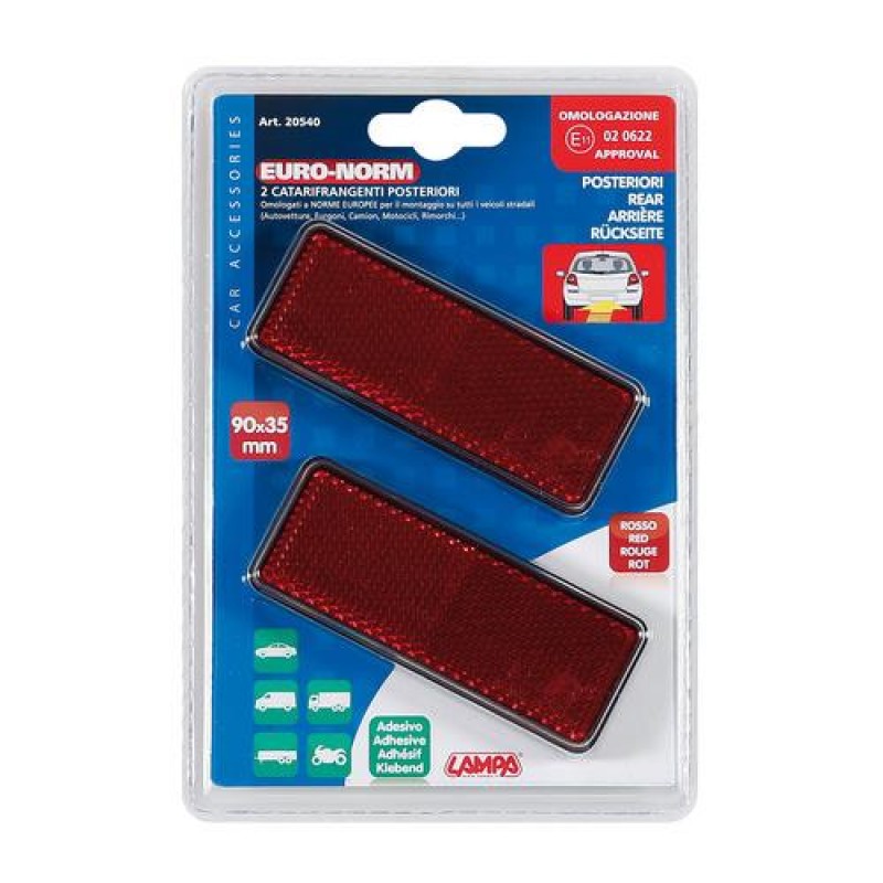 ΑΝΤΑΝΑΚΛΑΣΤΙΚΑ ΚΟΚΚΙΝΑ EURO-NORM 90x35mm 2ΤΕΜ - Lampa - L2054.0 ΑΝΤΑΝΑΚΛΑΣΤΙΚΑ ΚΟΚΚΙΝΑ EURO-NORM 90x35mm 2ΤΕΜ - Lampa - L2054.0