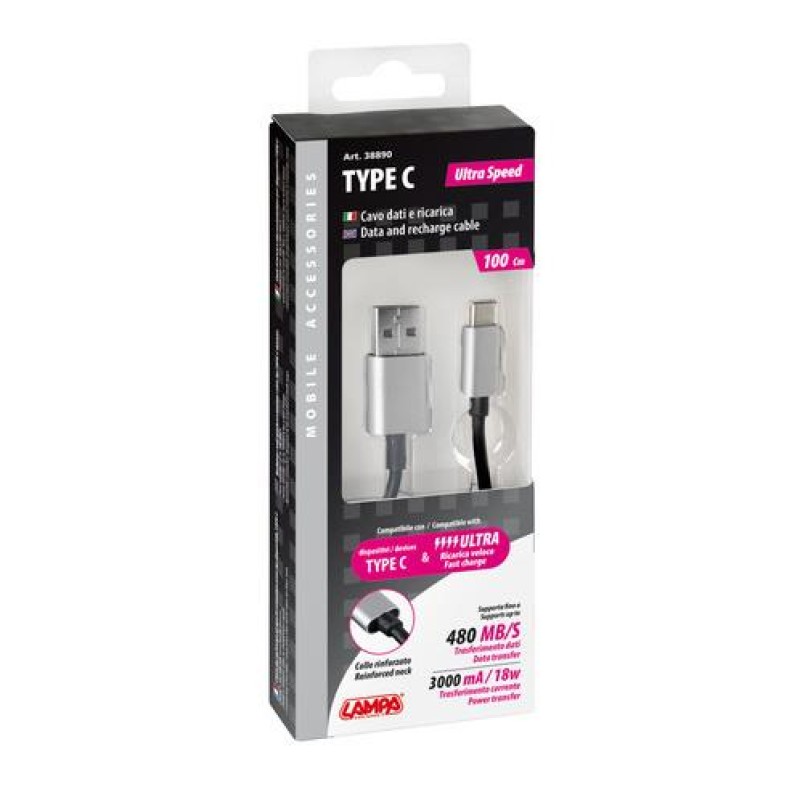 Καλώδιο Usb Type-C - 100 cm - Lampa - L3889.0/T Καλώδιο Usb Type-C - 100 cm - Lampa - L3889.0/T