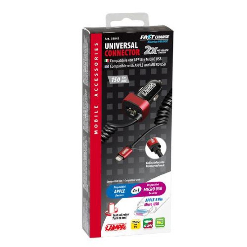 ΦΟΡΤΙΣΤΗΣ ΑΝΑΠΤΗΡΑ ΓΙΑ APPLE 12/24V 2500mA USB ΚΑΙ ΚΑΛΩΔΙΟ 150cm FAST CHARGE (ΚΟΚΚΙΝΟ) - Lampa - L3884.2/T ΦΟΡΤΙΣΤΗΣ ΑΝΑΠΤΗΡΑ ΓΙΑ APPLE 12/24V 2500mA USB ΚΑΙ ΚΑΛΩΔΙΟ 150cm FAST CHARGE (ΚΟΚΚΙΝΟ) - Lampa - L3884.2/T