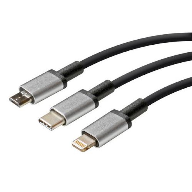ΚΑΛΩΔΙΟ USB ΦΟΡΤΙΣΗΣ CERBERO 100 cm (3 ΑΝΤΑΠΤΟΡΕΣ TYPE C/APPLE/MICRO USB - 8 PIN) SILVER LINE - Lampa - L3884.7/T ΚΑΛΩΔΙΟ USB ΦΟΡΤΙΣΗΣ CERBERO 100 cm (3 ΑΝΤΑΠΤΟΡΕΣ TYPE C/APPLE/MICRO USB - 8 PIN) SILVER LINE - Lampa - L3884.7/T
