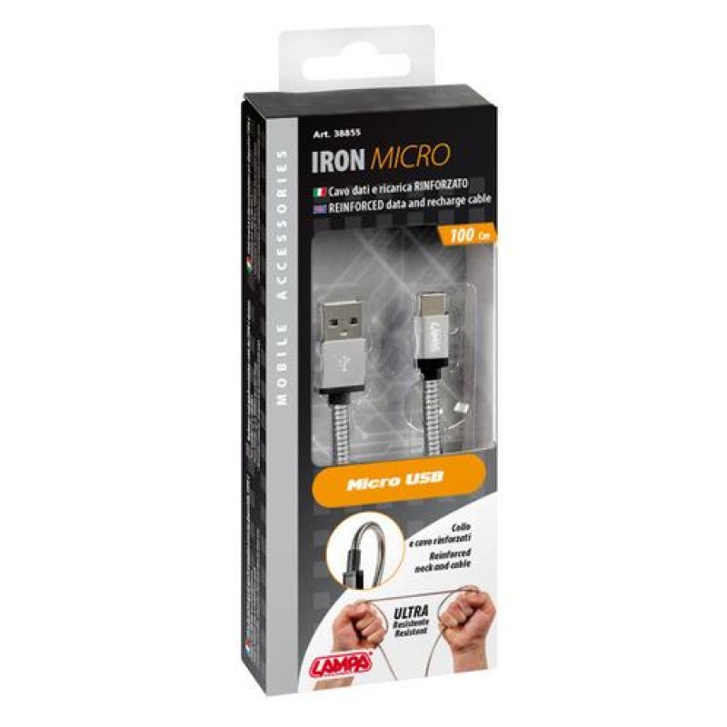 ΚΑΛΩΔΙΟ USB ΦΟΡΤΙΣΗΣ ΚΑΙ ΣΥΓΧΡΟΝΙΣΜΟΥ IRON SILVER LINE - MICRO USB (100 cm) - Lampa - L3885.5/T ΚΑΛΩΔΙΟ USB ΦΟΡΤΙΣΗΣ ΚΑΙ ΣΥΓΧΡΟΝΙΣΜΟΥ IRON SILVER LINE - MICRO USB (100 cm) - Lampa - L3885.5/T