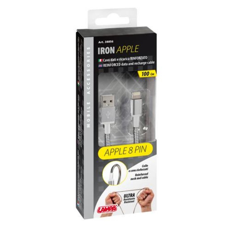ΚΑΛΩΔΙΟ USB ΦΟΡΤΙΣΗΣ ΚΑΙ ΣΥΓΧΡΟΝΙΣΜΟΥ IRON SILVER LINE - APPLE 8PIN (100 cm) - Lampa - L3885.6/T ΚΑΛΩΔΙΟ USB ΦΟΡΤΙΣΗΣ ΚΑΙ ΣΥΓΧΡΟΝΙΣΜΟΥ IRON SILVER LINE - APPLE 8PIN (100 cm) - Lampa - L3885.6/T