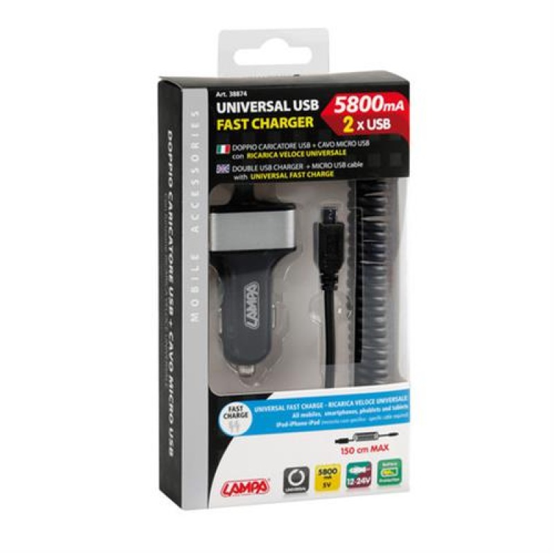 ΑΝΤΑΠΤΟΡΑΣ ΑΝΑΠΤΗΡΑ 12/24V ΜΕ 2 USB ΚΑΙ ΚΑΛΩΔΙΟ ΦΟΡΤΙΣΗΣ MICRO USB - Lampa - L3887.4/T ΑΝΤΑΠΤΟΡΑΣ ΑΝΑΠΤΗΡΑ 12/24V ΜΕ 2 USB ΚΑΙ ΚΑΛΩΔΙΟ ΦΟΡΤΙΣΗΣ MICRO USB - Lampa - L3887.4/T