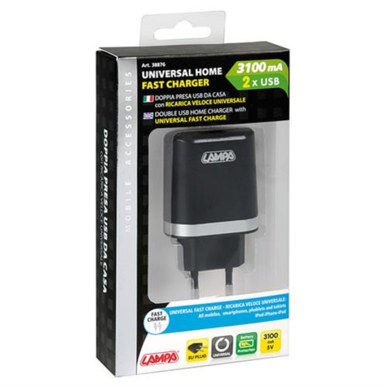 ΦΟΡΤΙΣΤΗΣ ΠΡΙΖΑΣ 230V 3100mA ΣΕ 1 USB - Lampa - L3887.6/T ΦΟΡΤΙΣΤΗΣ ΠΡΙΖΑΣ 230V 3100mA ΣΕ 1 USB - Lampa - L3887.6/T