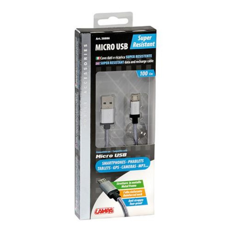 ΚΑΛΩΔΙΟ ΦΟΡΤΙΣΗΣ ΚΑΙ ΣΥΓΧΡΟΝΙΣΜΟΥ MICRO USB SUPER RESISTANT 100cm SILVER LINE - Lampa - L3888.6/T ΚΑΛΩΔΙΟ ΦΟΡΤΙΣΗΣ ΚΑΙ ΣΥΓΧΡΟΝΙΣΜΟΥ MICRO USB SUPER RESISTANT 100cm SILVER LINE - Lampa - L3888.6/T