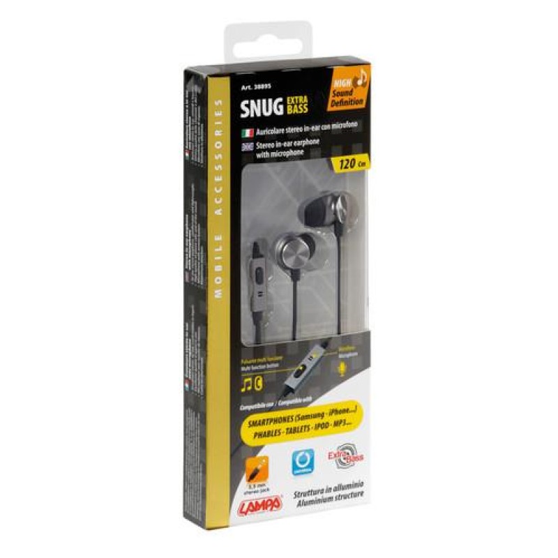 ΑΚΟΥΣΤΙΚΑ ΜΕ ΜΙΚΡΟΦΩΝΟ SNUG ΑΛΟΥΜΙΝΙΟΥ EXTRA BASS 120cm GOLD LINE - Lampa - L3889.5/T