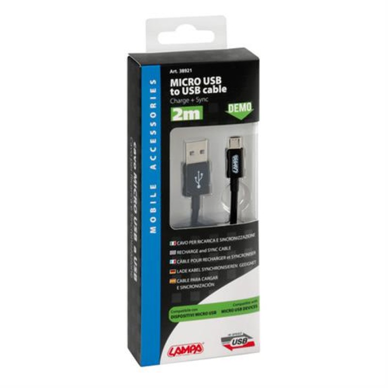 ΚΑΛΩΔΙΟ ΦΟΡΤΙΣΗΣ USB ΣΕ MICRO USB 200cm - Lampa - L3892.1/T ΚΑΛΩΔΙΟ ΦΟΡΤΙΣΗΣ USB ΣΕ MICRO USB 200cm - Lampa - L3892.1/T